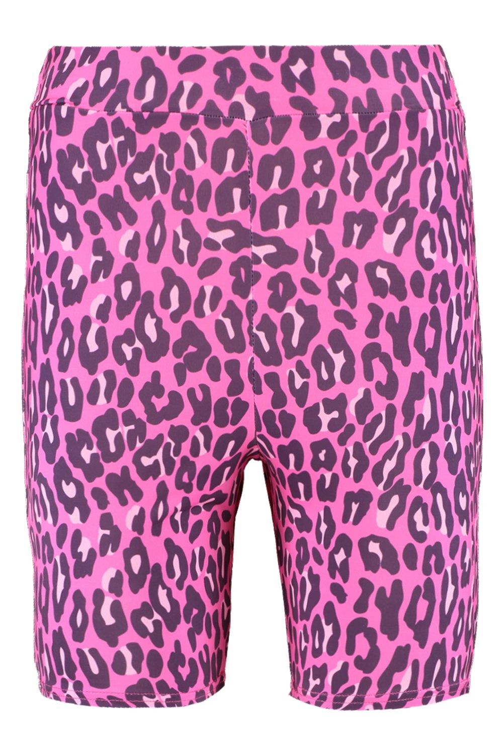 Pink leopard print cycling shorts shop